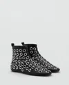 Mango Leather-effect Ankle Boots With Eyelets Black In Animal Print