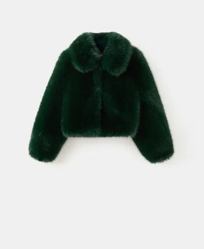 Mango Women's Faux-fur Cropped Jacket In Green