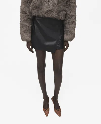 Mango Faux-leather Culottes Black In Brown