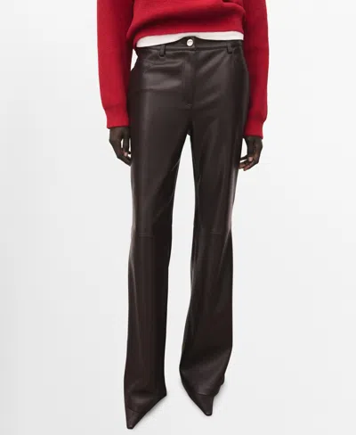 Mango Women's Faux-leather Flared Pants In Brown
