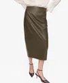 Mango Faux-leather Pencil Skirt Khaki In Green