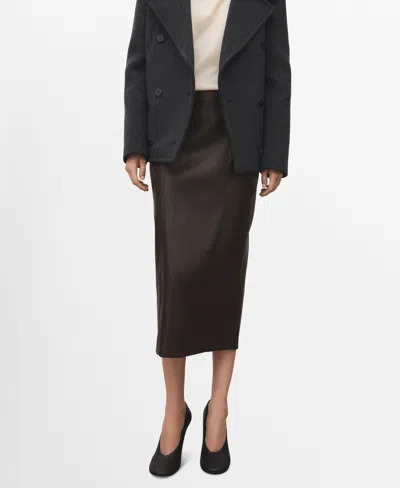 Mango Women's Faux-leather Pencil Skirt In Brown