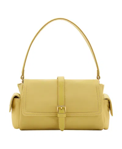 Mango Women's Faux Leather Pockets And Buckle Shoulder Bag In Pastel Yellow