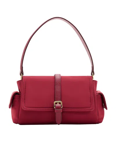 Mango Women's Faux Leather Pockets And Buckle Shoulder Bag In Red