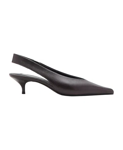 Mango Women's Faux Leather Pointed-toe Kitten-heel Slingback Pumps In Chocolate