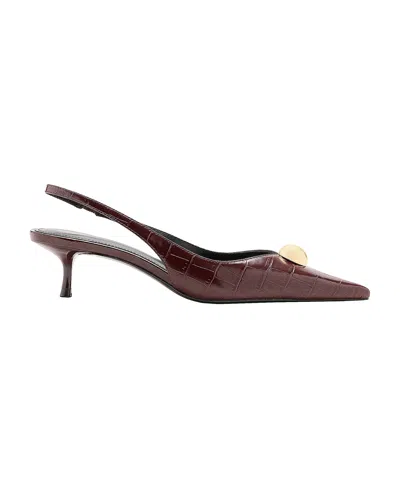 Mango Women's Faux Leather Pointed-toe Metallic Slingback Pumps In Burgundy
