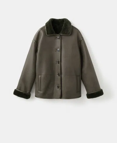 Mango Women's Faux-shearling Leather-effect Coat In Brown