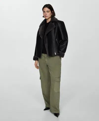 Mango Women's Faux Shearling-lined Jacket In Black