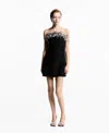Mango Women's Ostrich Feather Detail Strapless Dress In Black