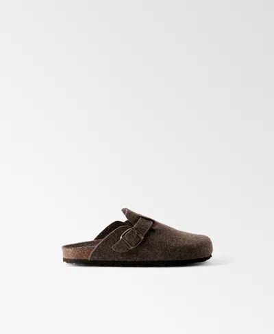 Mango Women's Felt Clog Slippers In Brown