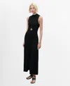 Mango Knit Flared Maxi Dress In Black