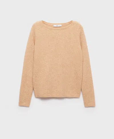 Mango Women's Fine-knit Boat-neck Sweater In Medium Brown