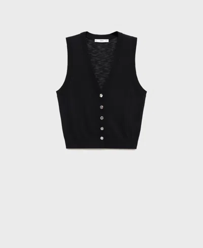 Mango Women's Fine Knit Buttoned Sweater Vest In Black
