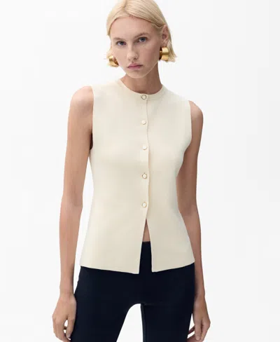 MANGO WOMEN'S FINE-KNIT BUTTONED VEST JACKET
