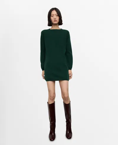 Mango Women's Fine-knit Dress In Green