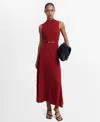 Mango Knit Flared Maxi Dress In Red