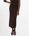 Mango Fine Knit Midi Skirt In Brown