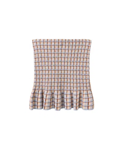 Mango Women's Fine Knit Plaid Mini Skirt In White