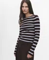 Mango Women's Fine Knit Striped Sweater In Brown