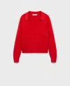 Mango Johnny Collar Sweater In Red