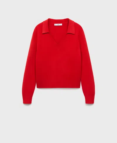 MANGO WOMEN'S FINE-KNIT V-NECK SWEATER