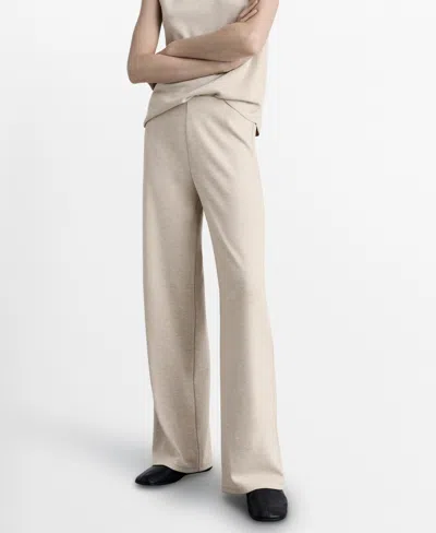 Mango Women's Fine-knit Wide Leg Pants In Beige
