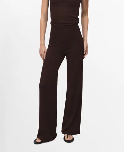 Mango Women's Fine-knit Wide Leg Pants In Brown