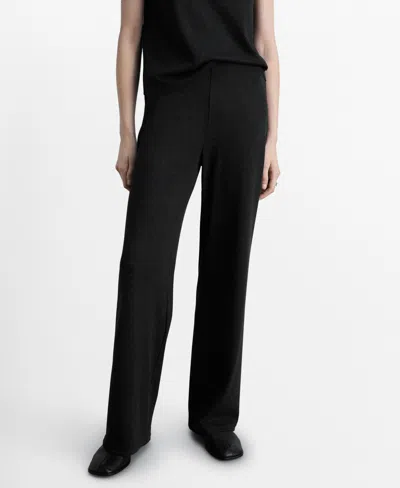 Mango Women's Fine-knit Wide Leg Pants In Dark Heather Gray