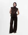 Mango Fine Knit Wide Leg Maternity Pants In Brown