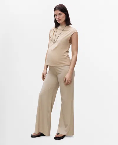 MANGO WOMEN'S FINE-KNIT WIDE LEG TROUSERS