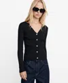 Mango V-neck Rib Cardigan In Black