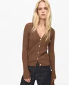 Mango V-neck Rib Cardigan In Brown