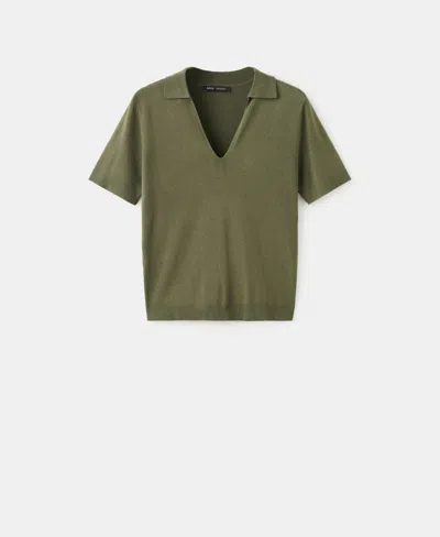 Mango Women's Fine-knit Polo Shirt In Green
