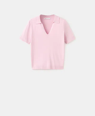 Mango Women's Fine-knit Polo Shirt In Pink