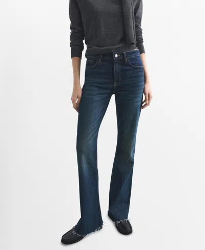 Mango Women's Fiona Flared Mid-rise Jeans In Dark Blue