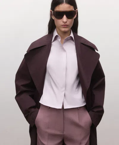 Mango Fitted Cotton Shirt Lilac In Purple