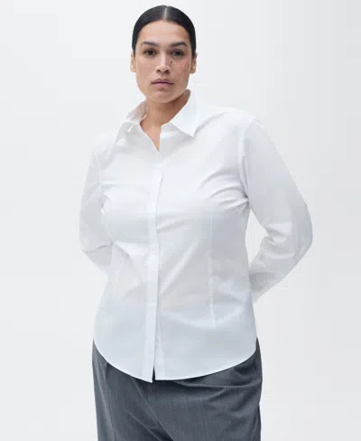 Mango Women's Fitted Cotton Shirt In White