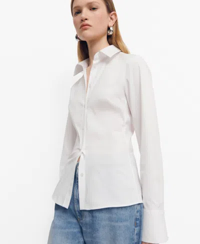 Mango Women's Fitted Cotton Shirt In White