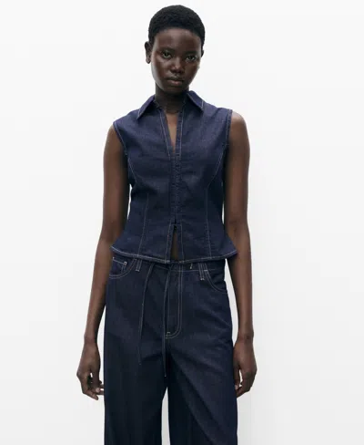 Mango Women's Fitted Denim Top