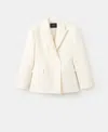 Mango Fitted Double Breasted Blazer In White