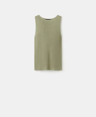 Mango Women's Fitted Fine-knit Top In Green