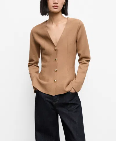 MANGO WOMEN'S FITTED KNITTED BUTTONS JACKET