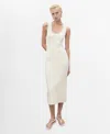Mango Fitted Midi-dress Ecru In White