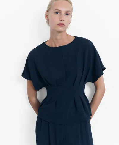 Mango Women's Fitted Peplum Blouse In Blue