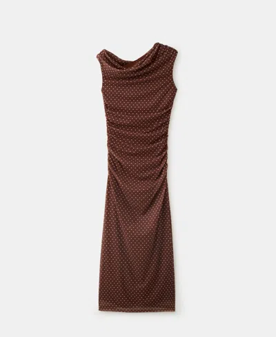 Mango Women's Fitted Polka-dot Midi Dress In Brown
