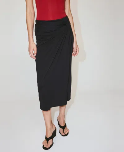 Mango Women's Fitted Ruched Skirt In Charcoal