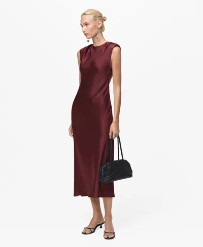Mango Women's Fitted Satin Dress In Burgundy