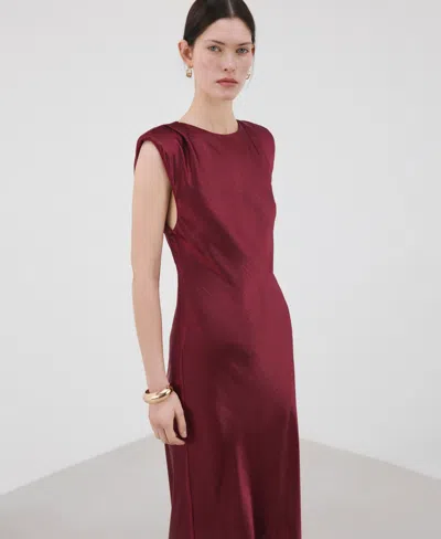 Mango Women's Fitted Satin Dress In Red