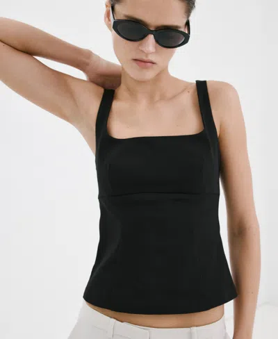 Mango Women's Fitted Square-neck Top In Black
