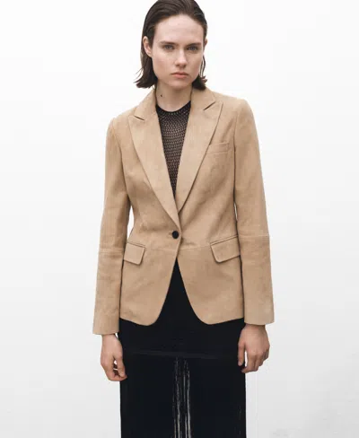 Mango Women's Fitted Suede Jacket In Brown